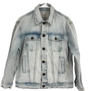 Current/Elliott Distressed Jean Denim Boyfriend Trucker Jacket Women's 1 Small